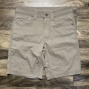 Prana Brion Shorts Mens 28 Brown Slim Fit 9" Short 5 Pocket Stretch Zion Outdoor
